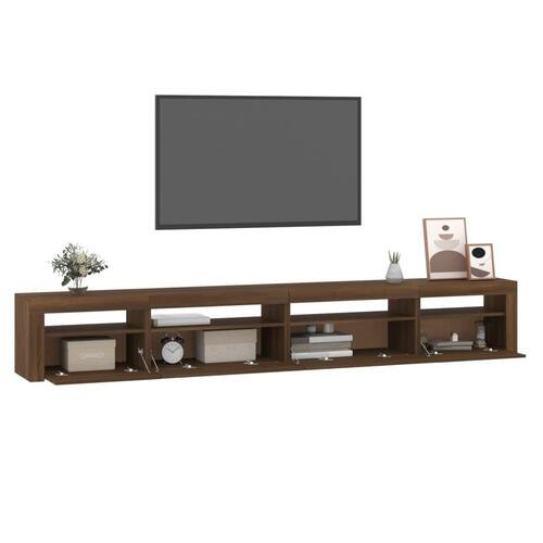 Tv-skab med LED-lys 270x35x40 cm brun egetræ