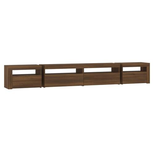 Tv-skab med LED-lys 270x35x40 cm brun egetræ