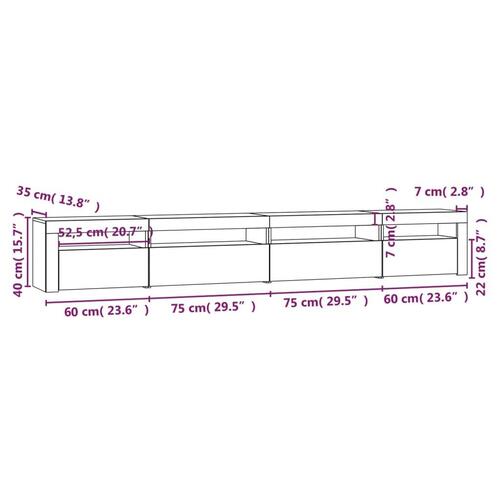 Tv-skab med LED-lys 270x35x40 cm brun egetræ