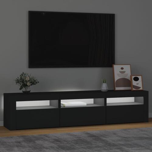 Tv-bord med LED-lys 180x35x40 cm sort