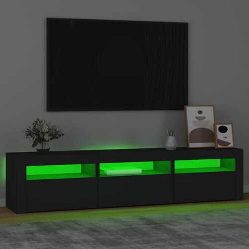 Tv-bord med LED-lys 180x35x40 cm sort