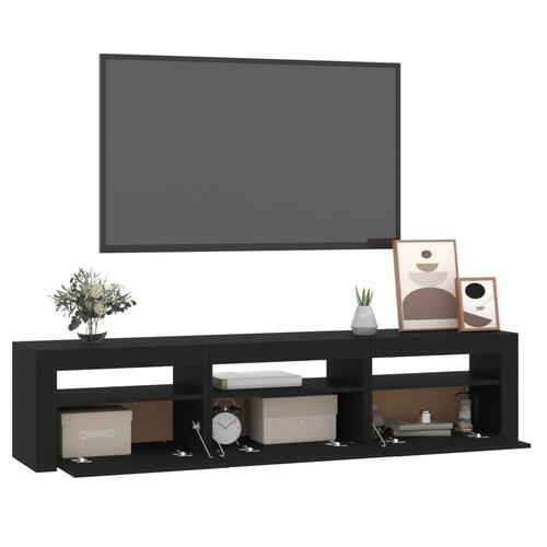Tv-bord med LED-lys 180x35x40 cm sort