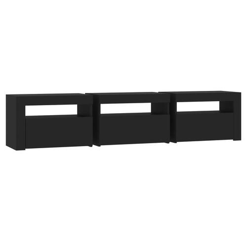 Tv-bord med LED-lys 180x35x40 cm sort