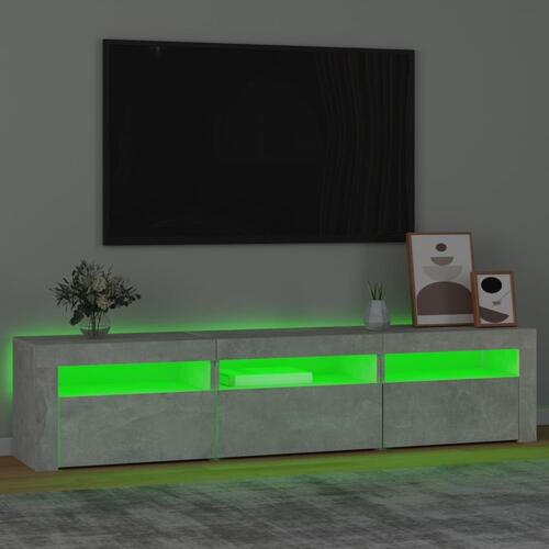 Tv-bord med LED-lys 180x35x40 cm betongrå