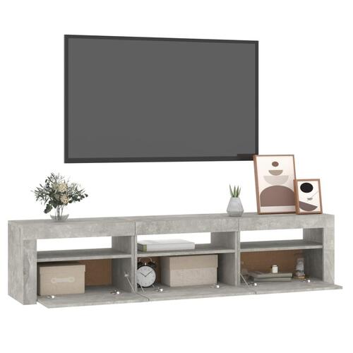 Tv-bord med LED-lys 180x35x40 cm betongrå