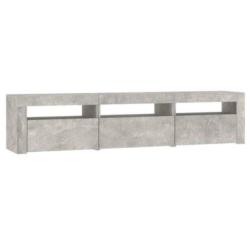 Tv-bord med LED-lys 180x35x40 cm betongrå