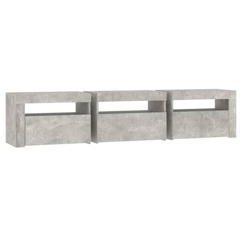Tv-bord med LED-lys 180x35x40 cm betongrå