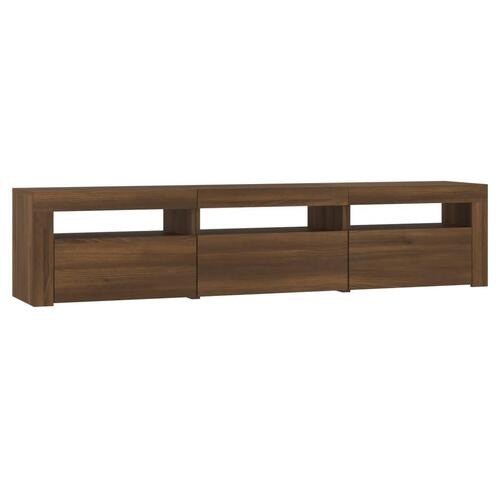 Tv-bord med LED-lys 180x35x40 cm brun egetræsfarve