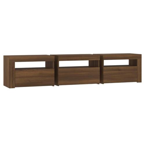 Tv-bord med LED-lys 180x35x40 cm brun egetræsfarve