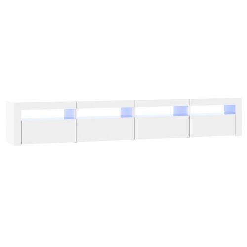 Tv-skab med LED-lys 240x35x40 cm hvid højglans