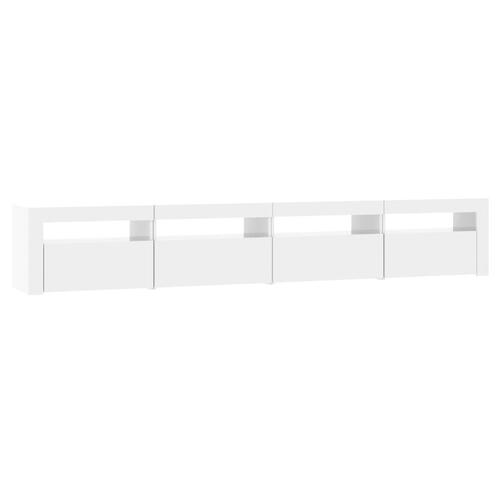 Tv-skab med LED-lys 240x35x40 cm hvid højglans