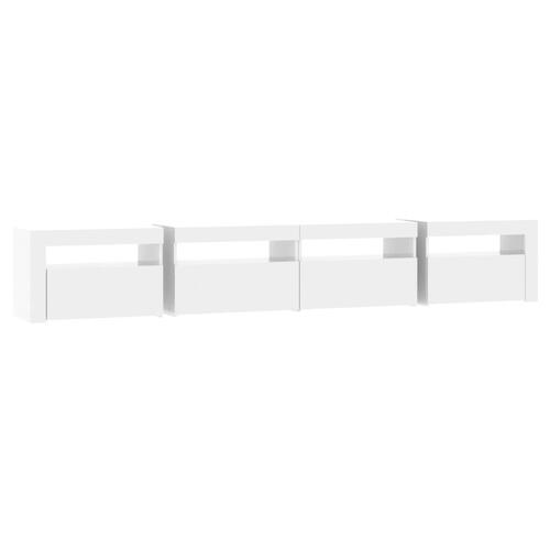 Tv-skab med LED-lys 240x35x40 cm hvid højglans