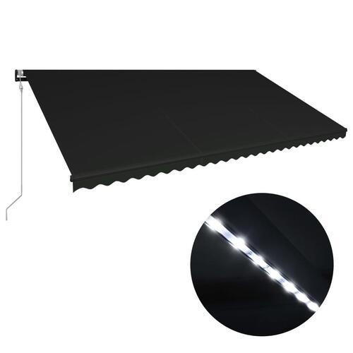 Foldemarkise med vindsensor og LED 600x300 cm antracitgrå