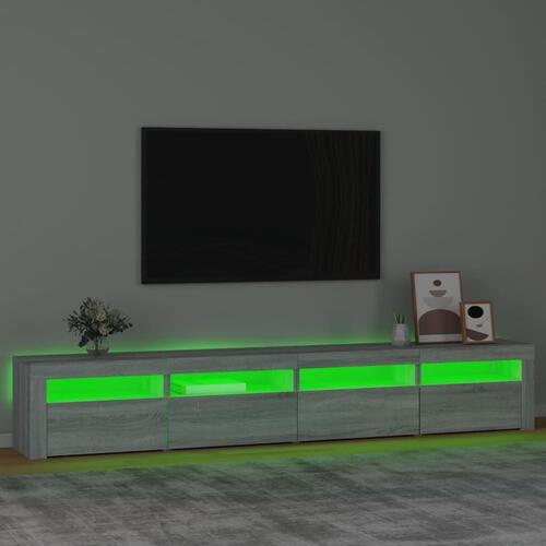 Tv-skab med LED-lys 240x35x40 cm grå sonoma-eg