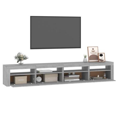 Tv-skab med LED-lys 240x35x40 cm grå sonoma-eg
