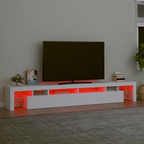 Tv-skab med LED-lys 260x36,5x40 cm hvid