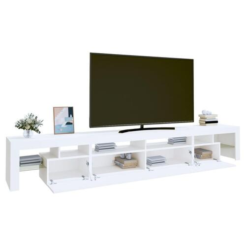 Tv-skab med LED-lys 260x36,5x40 cm hvid