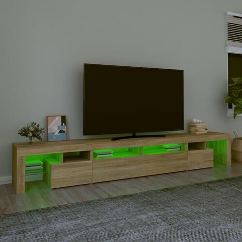 Tv-skab med LED-lys 260x36,5x40 cm sonoma-eg