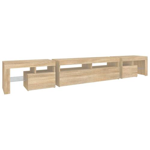 Tv-skab med LED-lys 260x36,5x40 cm sonoma-eg
