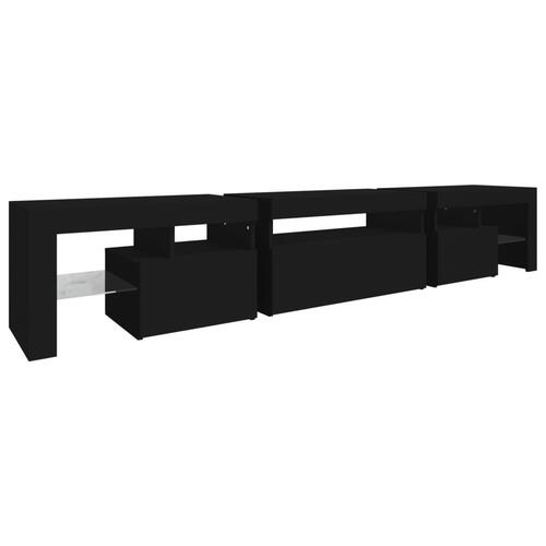 Tv-skab med LED-lys 215x36,5x40 cm sort