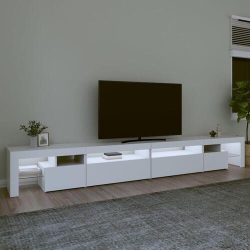 Tv-skab med LED-lys 290x36,5x40 cm hvid