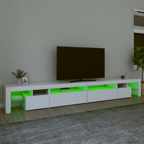 Tv-skab med LED-lys 290x36,5x40 cm hvid