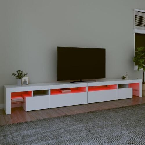 Tv-skab med LED-lys 290x36,5x40 cm hvid