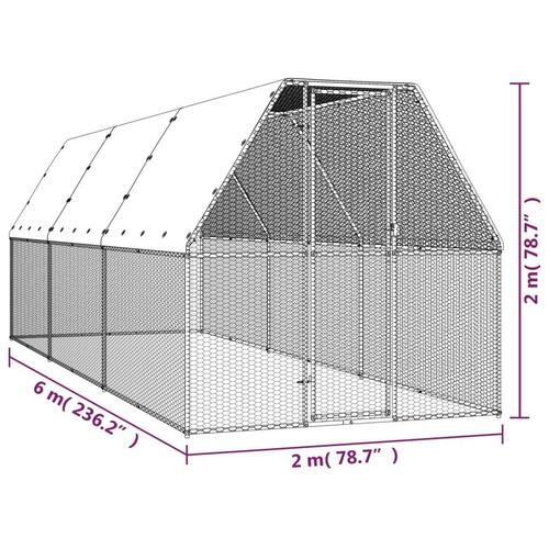 Hønsegård 2x6x2 m galvaniseret stål