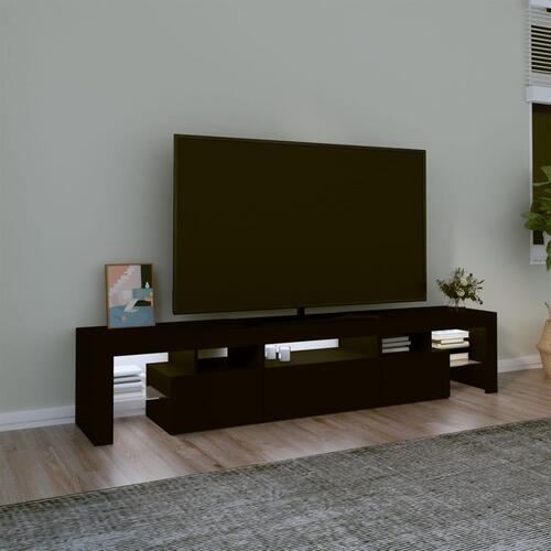 Tv-bord med LED-lys sort 200x36,5x40 cm