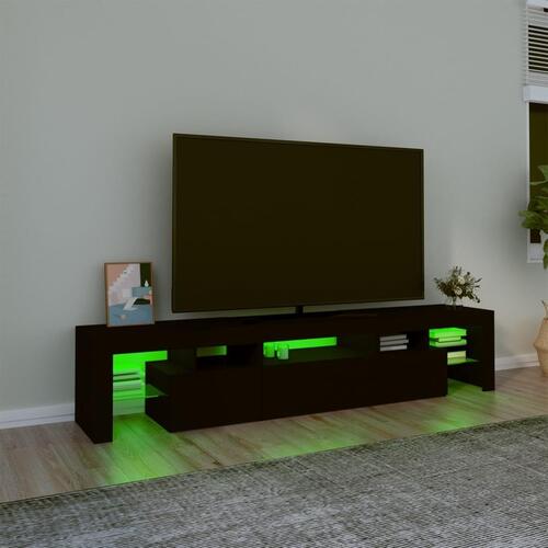 Tv-bord med LED-lys sort 200x36,5x40 cm