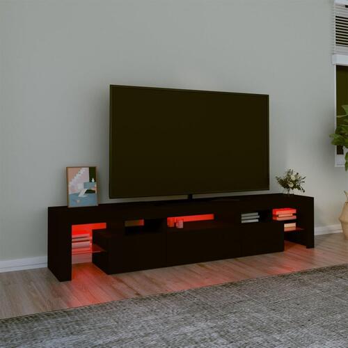 Tv-bord med LED-lys sort 200x36,5x40 cm