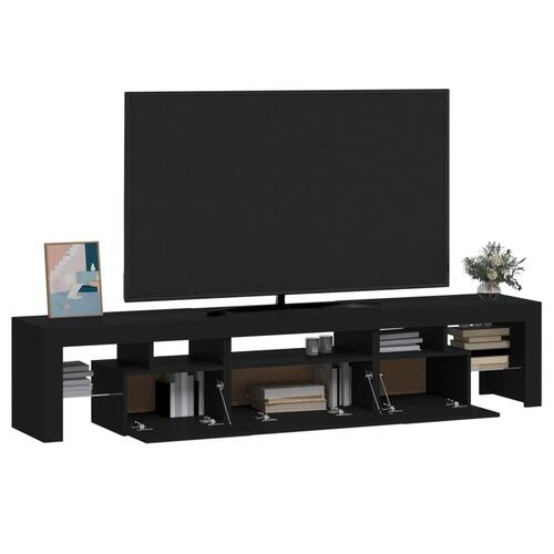 Tv-bord med LED-lys sort 200x36,5x40 cm