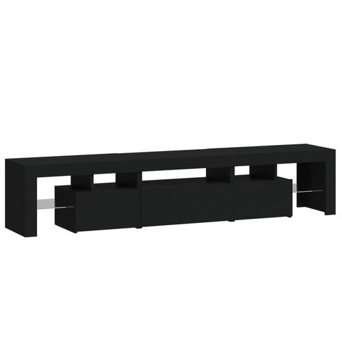 Tv-bord med LED-lys sort 200x36,5x40 cm