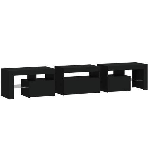 Tv-bord med LED-lys sort 200x36,5x40 cm