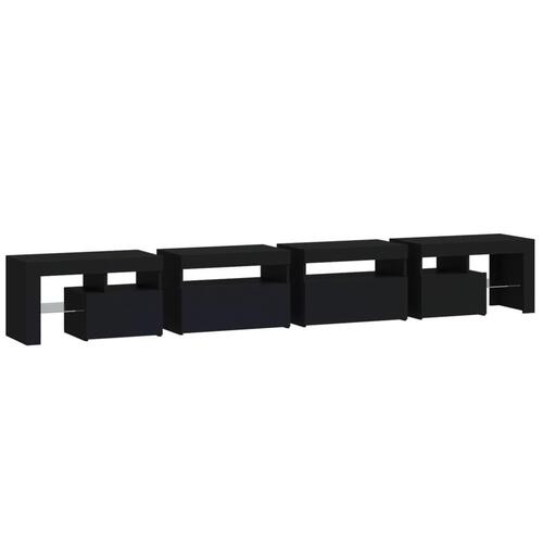 Tv-skab med LED-lys 260x36,5x40 cm sort