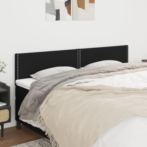 Sengegavl 160 x 5 x 78/88 cm i stof - sort, med nitter