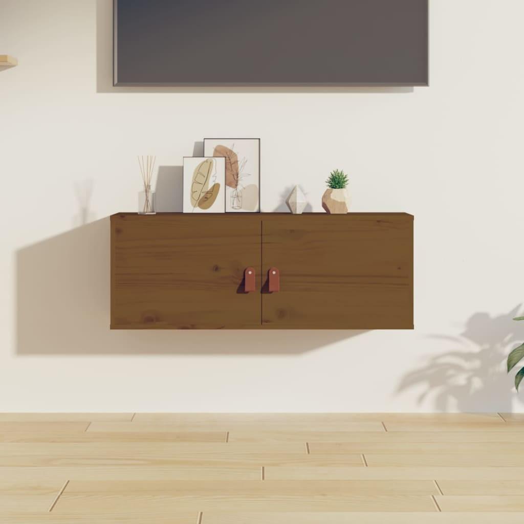 Vægskab 80x30x30 cm massivt fyrretræ gyldenbrun