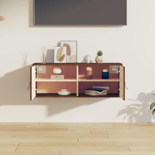 Vægskab 80x30x30 cm massivt fyrretræ gyldenbrun