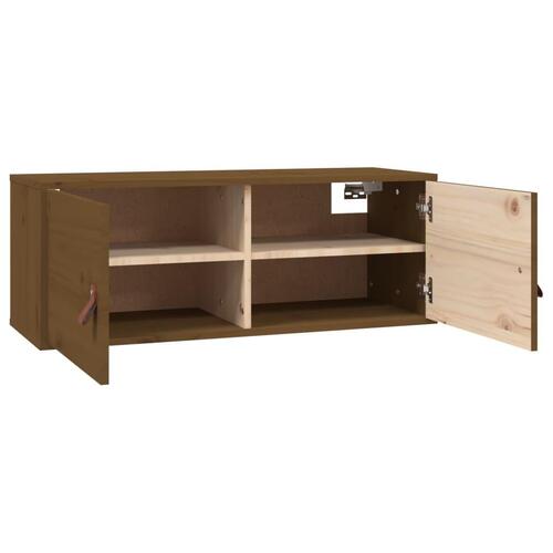 Vægskabe 2 stk. 80x30x30 cm massivt fyrretræ gyldenbrun