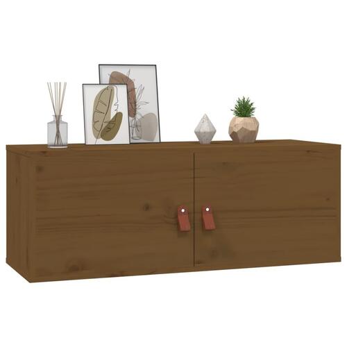 Vægskabe 2 stk. 80x30x30 cm massivt fyrretræ gyldenbrun