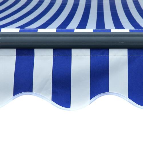 Markise med vindsensor og LED 400x300 cm blå og hvid