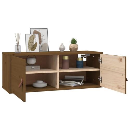 Vægskabe 2 stk. 80x30x30 cm massivt fyrretræ gyldenbrun