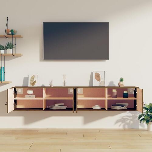 Vægskabe 2 stk. 80x30x30 cm massivt fyrretræ gyldenbrun
