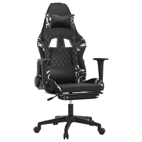Gamingstol m. massage og fodstøtte kunstlæder sort camouflage