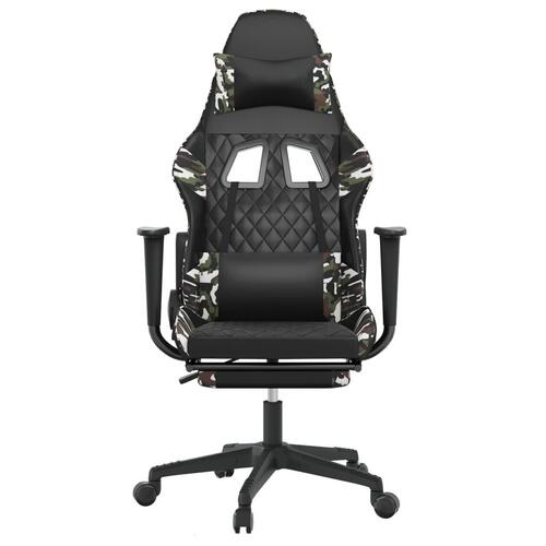 Gamingstol m. massage og fodstøtte kunstlæder sort camouflage