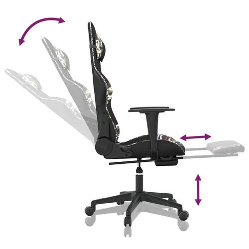 Gamingstol m. massage og fodstøtte kunstlæder sort camouflage