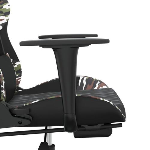 Gamingstol m. massage og fodstøtte kunstlæder sort camouflage