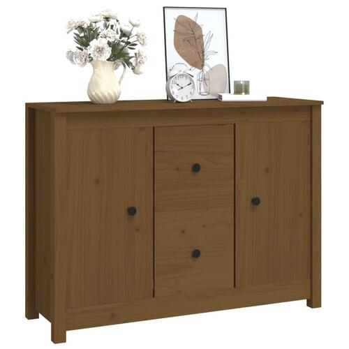 Skænk 100x35x74 cm massivt fyrretræ gyldenbrun