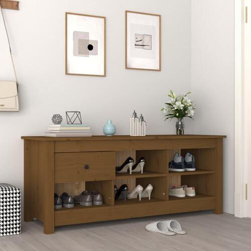 Skoreol 110x34x45 cm massivt fyrretræ gyldenbrun
