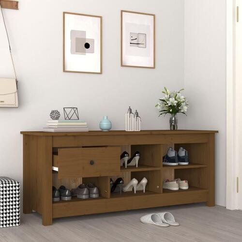 Skoreol 110x34x45 cm massivt fyrretræ gyldenbrun